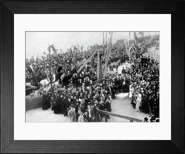 Framed Print : Laying Tower foundation stone, Blackpool early 1900's Framed Print : Laying Tower foundation stone, Blackpool early 1900's