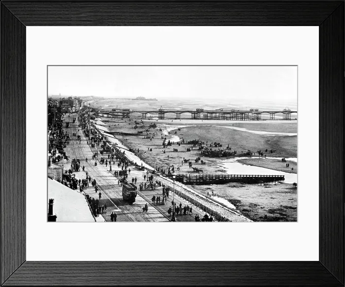 Framed Print : Promenade and piers, Blackpool early 1900's Framed Print : Promenade and piers, Blackpool early 1900's