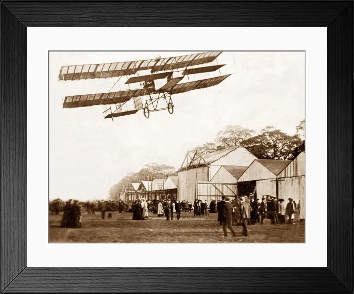 Framed Print : Early biplane, Doncaster Aerodrome early 1900's Framed Print : Early biplane, Doncaster Aerodrome early 1900's
