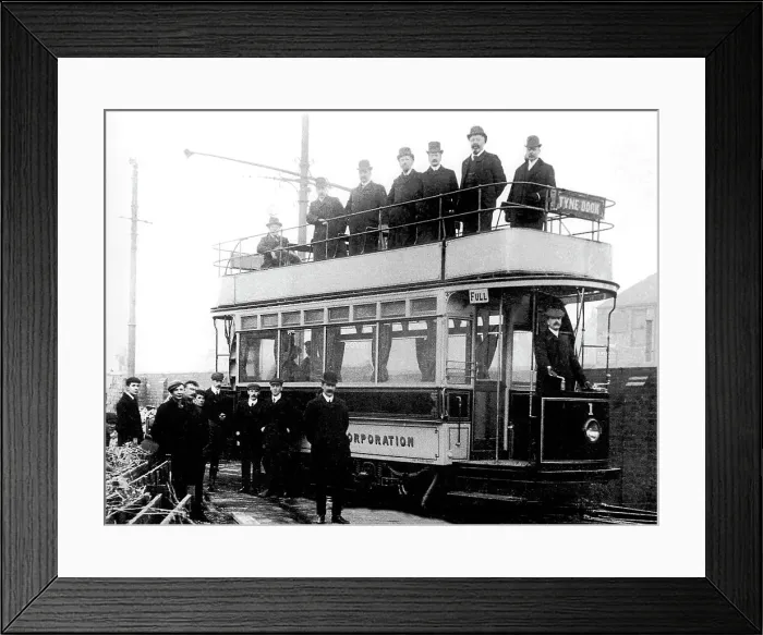 Framed Print : New electric tram, South Shields early 1900's Framed Print : New electric tram, South Shields early 1900's