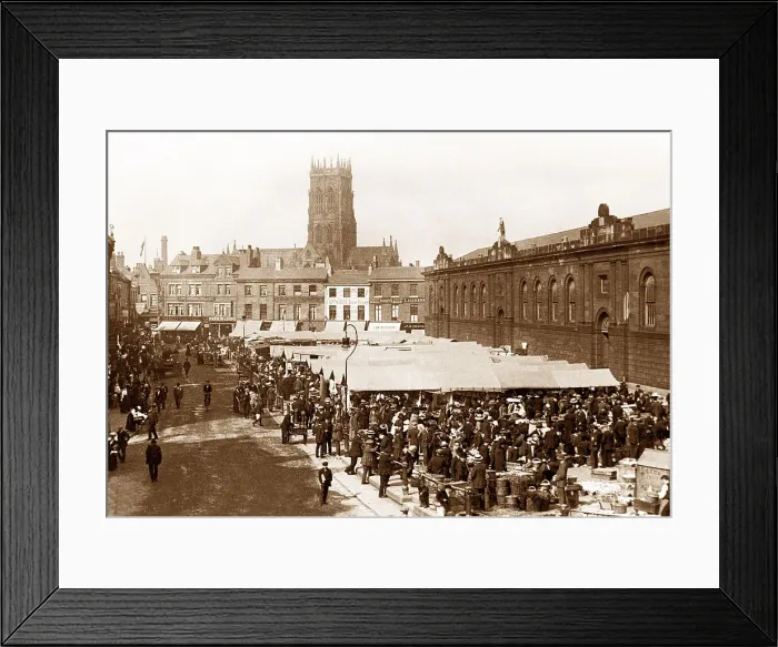 Framed Print : Doncaster Market Place early 1900s Framed Print : Doncaster Market Place early 1900s
