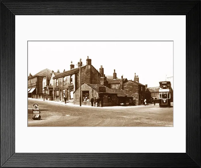 Framed Print : Drighlington Cross Roads early 1900s Framed Print : Drighlington Cross Roads early 1900s