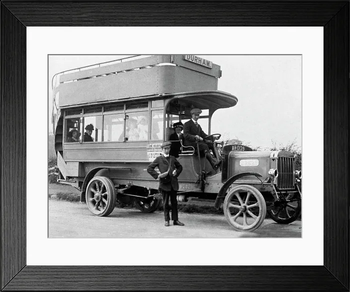 Framed Print : Motor bus, Durham early 1900's Framed Print : Motor bus, Durham early 1900's