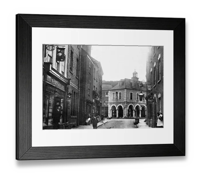 Framed Print : Long Street and Town Hall, Dursley early 1900's Framed Print : Long Street and Town Hall, Dursley early 1900's