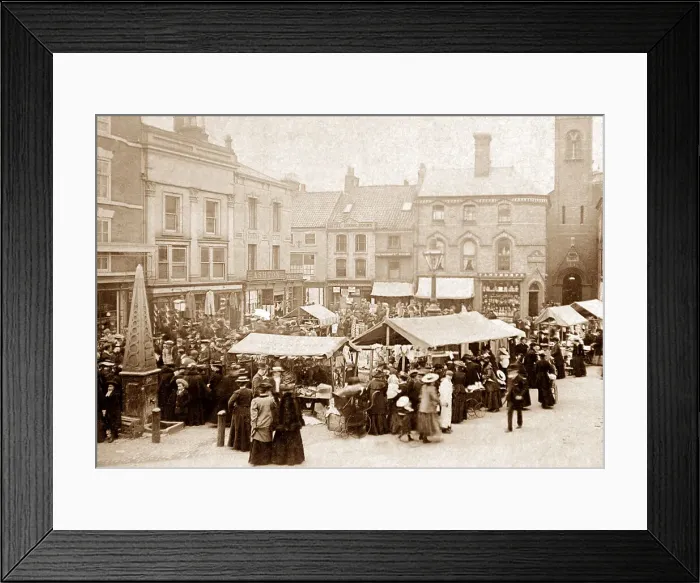 Framed Print : Market Day, Louth early 1900's Framed Print : Market Day, Louth early 1900's
