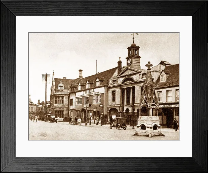 Framed Print : Bourne Market Place probably 1920s Framed Print : Bourne Market Place probably 1920s
