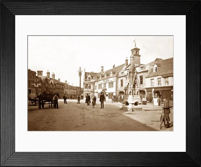 Framed Print : Bourne Market Place early 1900s Framed Print : Bourne Market Place early 1900s