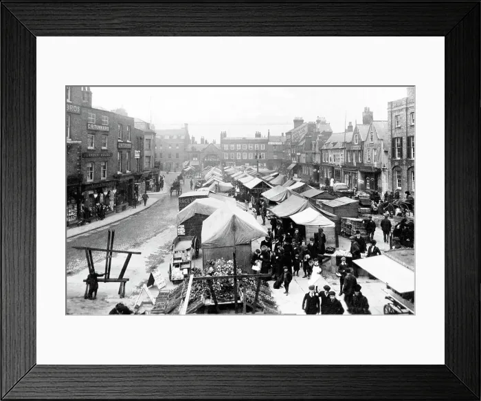 Framed Print : Wisbech Market early 1900s Framed Print : Wisbech Market early 1900s
