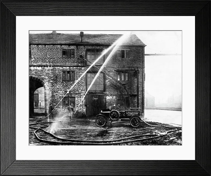 Framed Print : Sowerby Bridge Canal Wharf Fire Engine early 1900s Framed Print : Sowerby Bridge Canal Wharf Fire Engine early 1900s