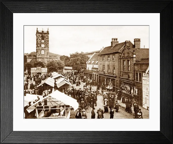 Framed Print : Burton-on-Trent Market Place early 1900s Framed Print : Burton-on-Trent Market Place early 1900s