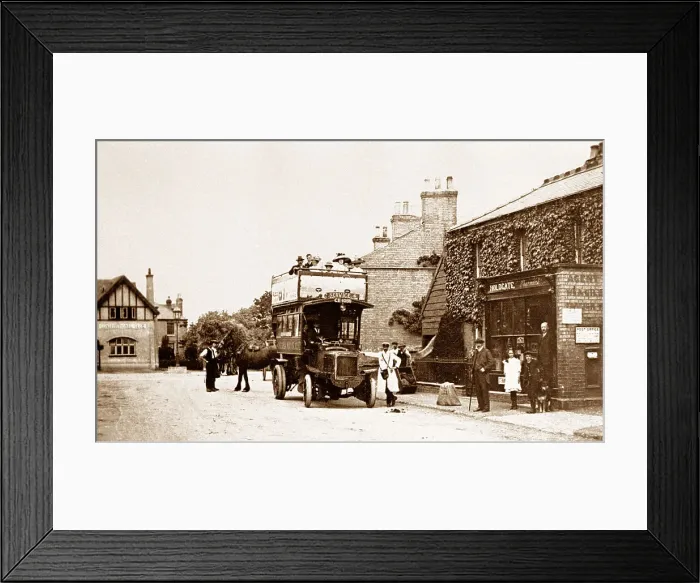 Framed Print : Post Office and bus, Cottenham
