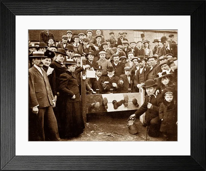 Framed Print : Corby Pole Fair Village Stocks early 1900s Framed Print : Corby Pole Fair Village Stocks early 1900s
