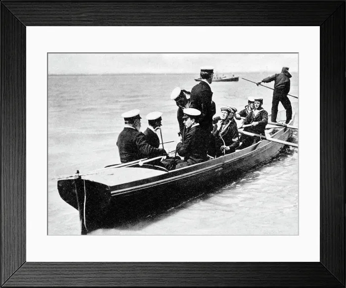 Framed Print : King going on board, Cowes Week Isle of Wight Framed Print : King going on board, Cowes Week Isle of Wight