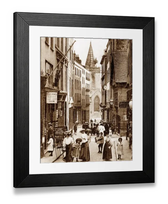 Framed Print : St. Peter Port High Street Guernsey early 1900s Framed Print : St. Peter Port High Street Guernsey early 1900s