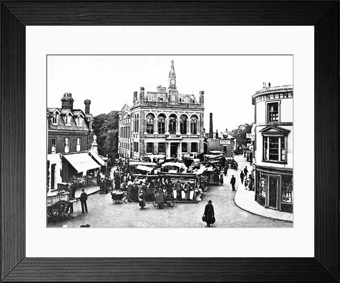 Framed Print : Staines Market Square early 1900s Framed Print : Staines Market Square early 1900s