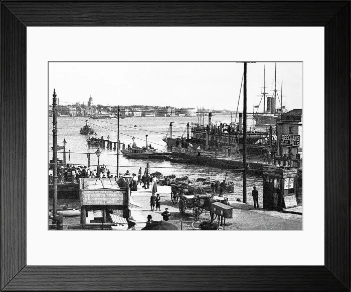 Framed Print : Portsmouth Harbour and Floating Bridge early 1900s Framed Print : Portsmouth Harbour and Floating Bridge early 1900s