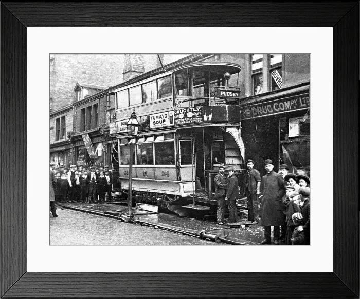 Framed Print : A tram crash at Pudsey Framed Print : A tram crash at Pudsey