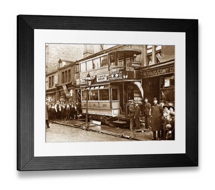 Framed Print : Pudsey Tram Crash early 1900s Framed Print : Pudsey Tram Crash early 1900s