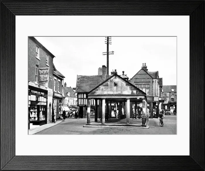 Framed Print : Market Drayton Butter Cross probably 1920s Framed Print : Market Drayton Butter Cross probably 1920s