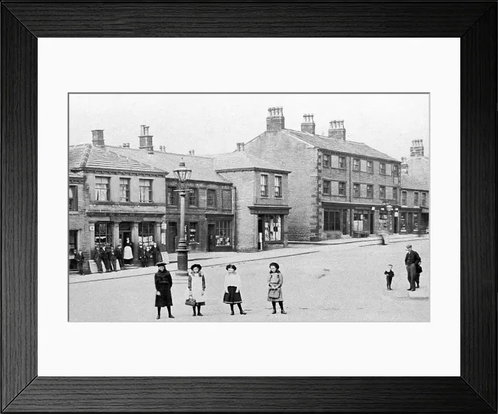 Framed Print : Meltham Market Place early 1900s Framed Print : Meltham Market Place early 1900s