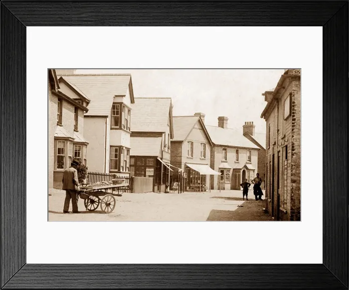 Framed Print : Milford on Sea Post Office and High Street early 1900s Framed Print : Milford on Sea Post Office and High Street early 1900s