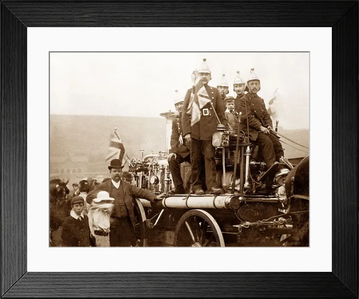 Framed Print : Fire Brigade, Milnsbridge in 1908 Framed Print : Fire Brigade, Milnsbridge in 1908