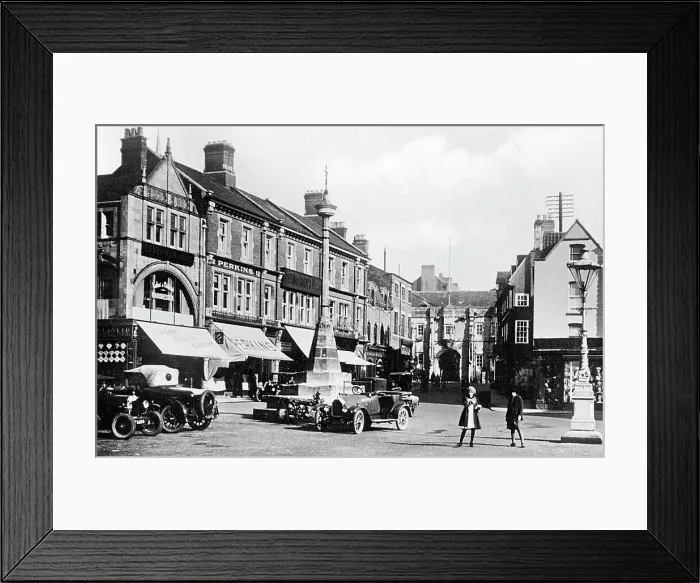 Framed Print : Grantham Market Place probably 1920s Framed Print : Grantham Market Place probably 1920s