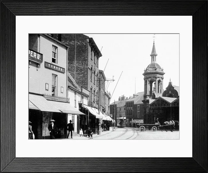 Framed Print : Grimsby Old Market Place early 1900s Framed Print : Grimsby Old Market Place early 1900s