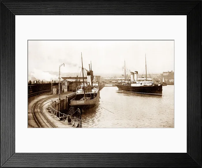 Framed Print : Folkestone Harbour Ferry to Boulogne early 1900s Framed Print : Folkestone Harbour Ferry to Boulogne early 1900s