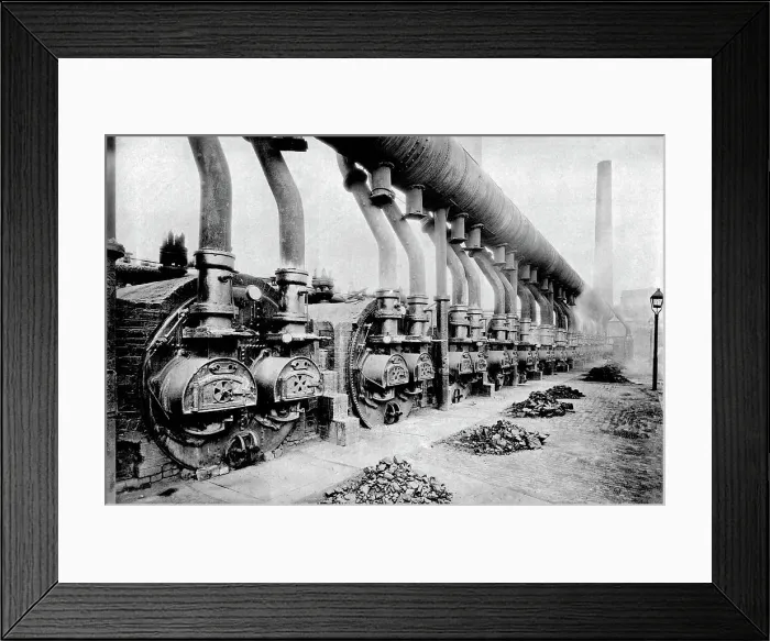 Framed Print : Workington Steel Works Boilers early 1900s Framed Print : Workington Steel Works Boilers early 1900s