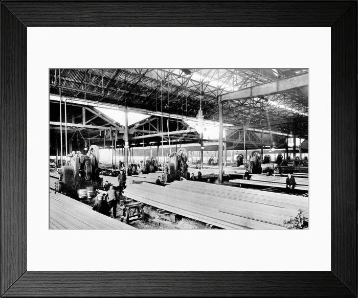 Framed Print : Workington Steel Works Rail Shop early 1900s Framed Print : Workington Steel Works Rail Shop early 1900s
