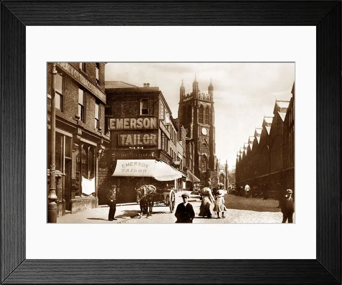 Framed Print : Stockport Market Place early 1900s Framed Print : Stockport Market Place early 1900s