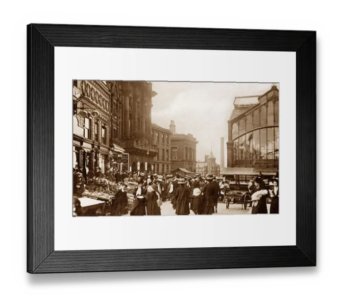 Framed Print : Stockport Market Street early 1900s Framed Print : Stockport Market Street early 1900s
