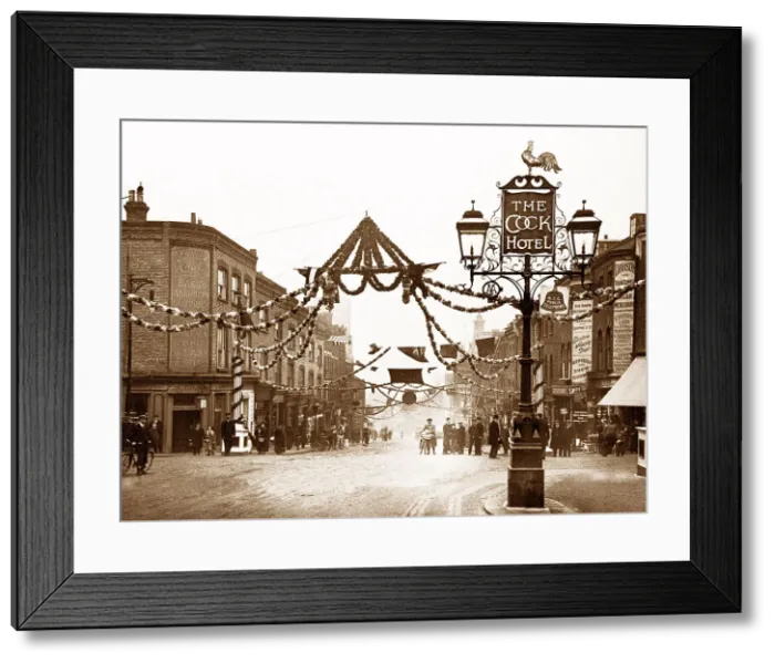 Framed Print : High Street, Sutton Christmas 1910