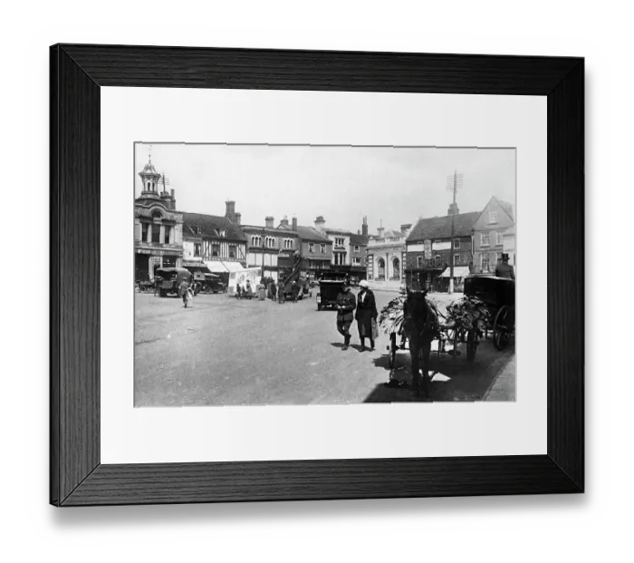 Framed Print : Hitchin Market Place probably 1920s Framed Print : Hitchin Market Place probably 1920s