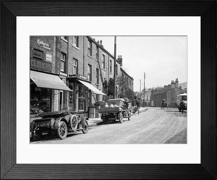 Framed Print : Holmfirth Huddersfield Road probably 1920s Framed Print : Holmfirth Huddersfield Road probably 1920s