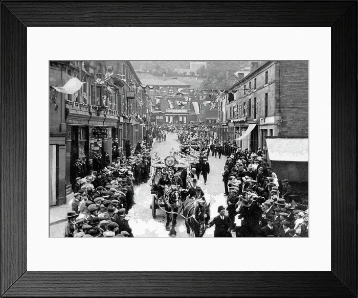 Framed Print : Holmfirth Victoria Street Coronation Procession 1911 Framed Print : Holmfirth Victoria Street Coronation Procession 1911