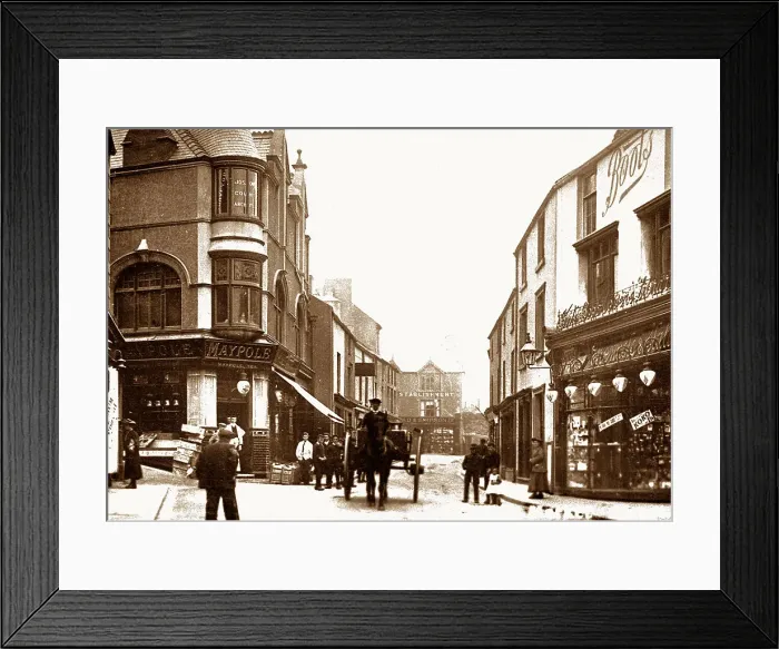 Framed Print : Holyhead Market Street early 1900s Framed Print : Holyhead Market Street early 1900s