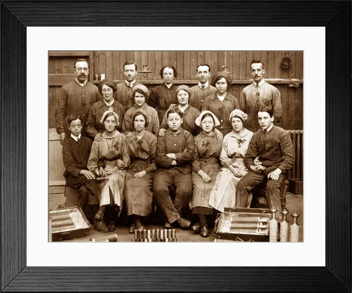 Framed Print : Honley Scotgate Munitions Workers early 1900s Framed Print : Honley Scotgate Munitions Workers early 1900s