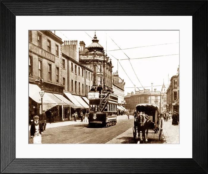 Framed Print : Huddersfield New Street early 1900s Framed Print : Huddersfield New Street early 1900s