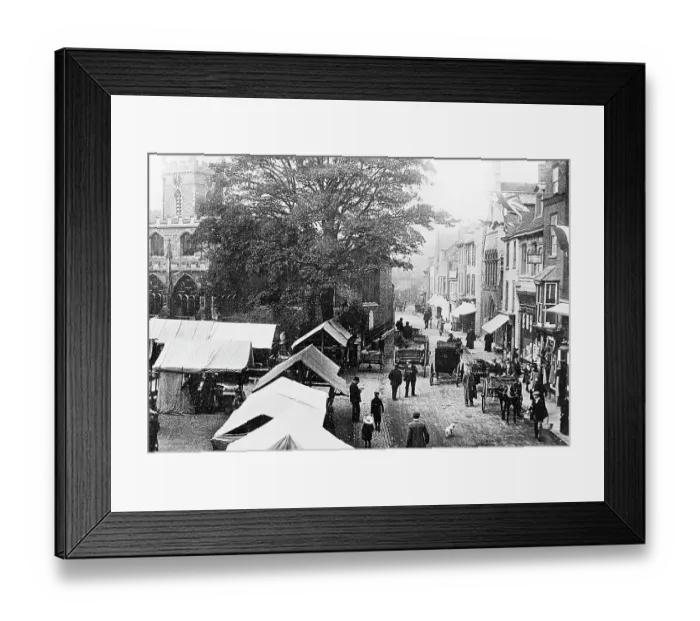 Framed Print : Huntingdon Market Hill early 1900s Framed Print : Huntingdon Market Hill early 1900s