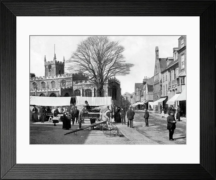 Framed Print : Huntingdon Market Place early 1900s Framed Print : Huntingdon Market Place early 1900s