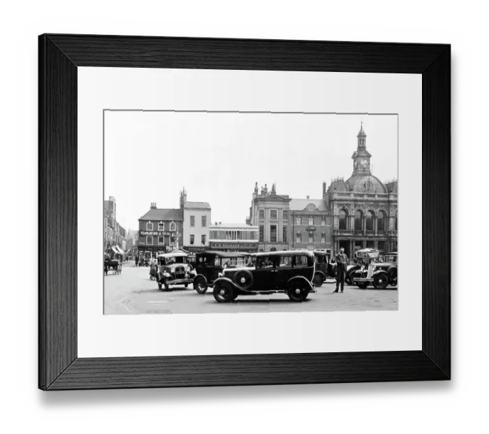 Framed Print : Retford Market Square probably 1930s Framed Print : Retford Market Square probably 1930s