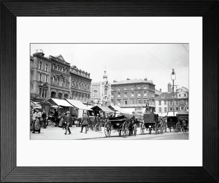 Framed Print : Norwich Market Place early 1900s Framed Print : Norwich Market Place early 1900s