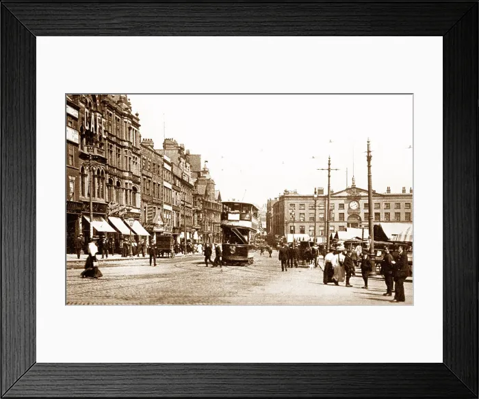 Framed Print : Nottingham Long Row Market Square early 1900s Framed Print : Nottingham Long Row Market Square early 1900s