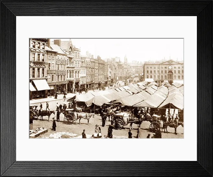 Framed Print : Nottingham Market Place early 1900s Framed Print : Nottingham Market Place early 1900s