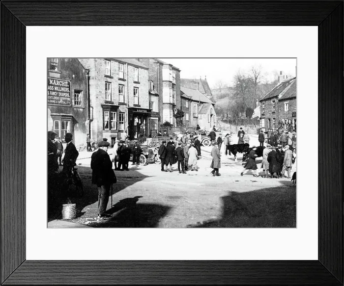 Framed Print : Kirbymoorside Market Day probably 1920s Framed Print : Kirbymoorside Market Day probably 1920s