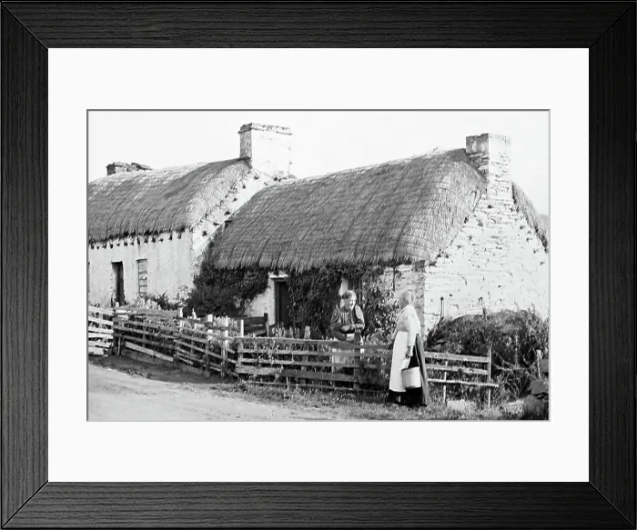 Framed Print : Thatched cottage, Peel Head, Isle of Man, Victorian period Framed Print : Thatched cottage, Peel Head, Isle of Man, Victorian period
