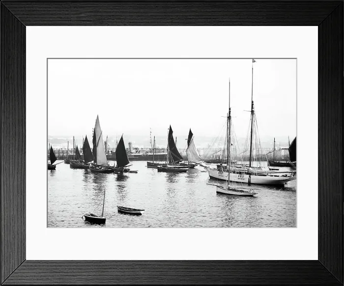 Framed Print : Fishing boats, Douglas, Isle of Man, Victorian period