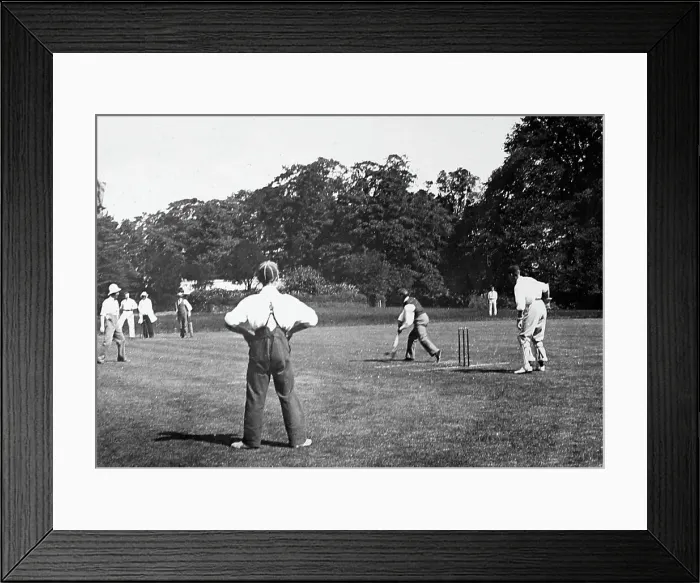 Framed Print : Village cricket match, early 1900s Framed Print : Village cricket match, early 1900s